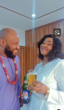 Pastor Yul Edochie And Second Wife, Judy Austin Celebrate Valentines Day With Alcoholic Beer (Video)