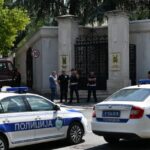 A Serbian crossbowman attacked the Israeli embassy and wounded a policeman.