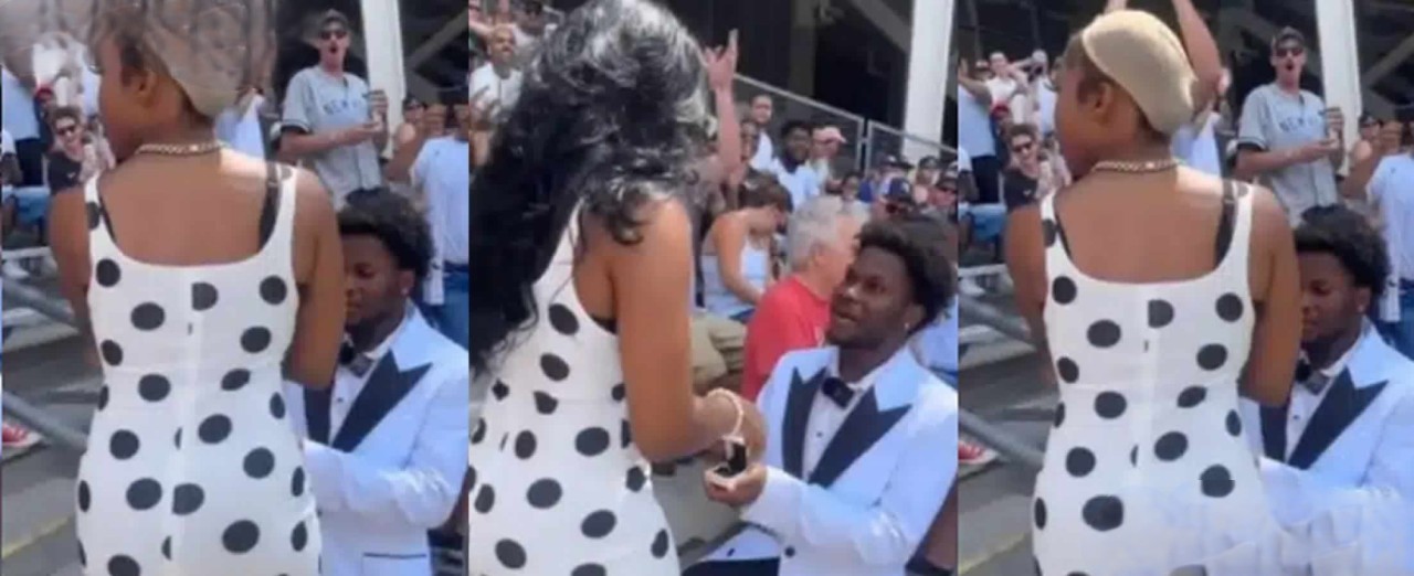 VIDEO: Proposal Gone Wrong as Woman’s Wig Is Stolen on Camera