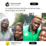 Twitter Users Laugh After Lady Share Photos with Football Stars Ola Aina and Boniface.