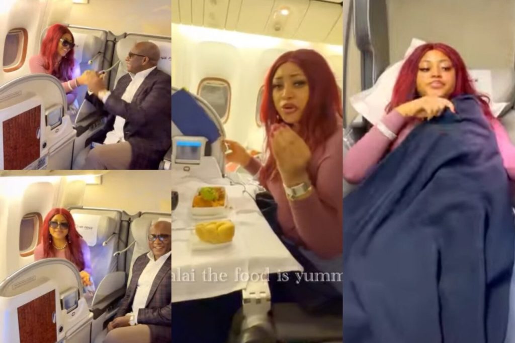 Regina Daniels Enjoys VIP Treatment On Air Peace Flight to London (Video)